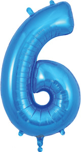 Oaktree 34" Numeral 6 Balloon - Blue
