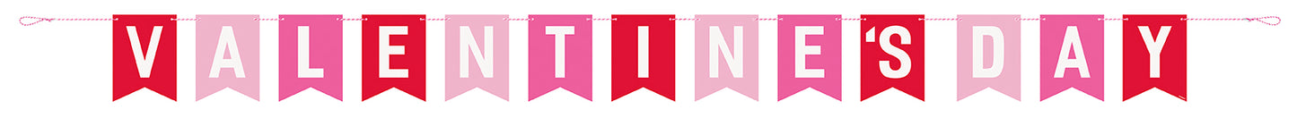 Red & Pink Happy Valentine's Day Pennant Banner, 10 ft