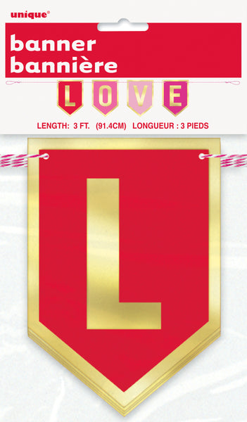 Foil "Love" Pennant Banner, 3ft