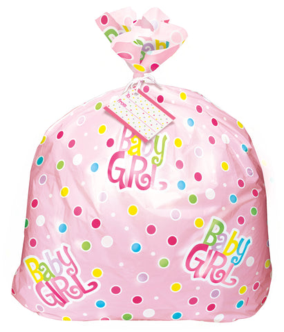 Pink Polka Dots Baby Shower Gift Bag, 44"x36", 1ct