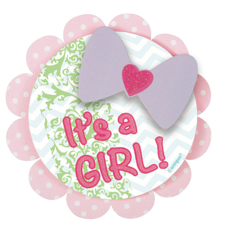 It's a Girl Bow Deluxe Button, 1ct