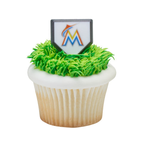MLB® Home Plate Team Logo Cupcake Rings - Miami Marlins (12 pieces)