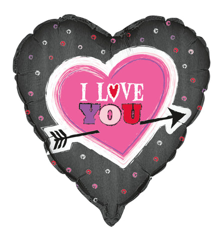 I Love You Arrow Heart 18" Foil Balloon, 1ct