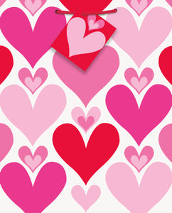 Red & Pink Hearts Valentine Medium Gift Bag, 1ct