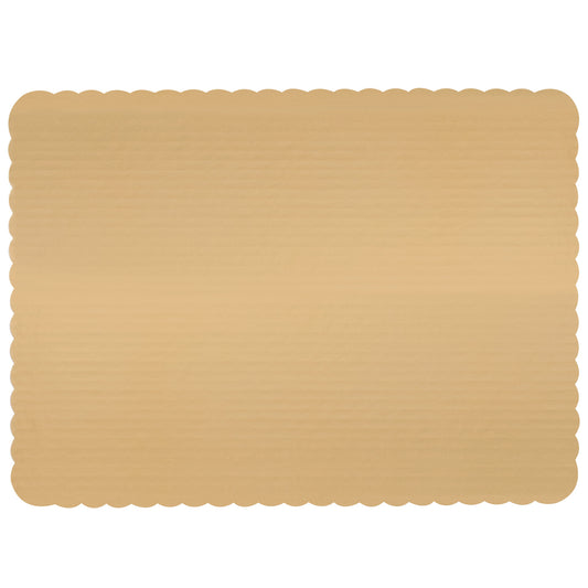 18 3/4" x 13 3/4" Gold Laminated Rectangular Corrugated 1/2 Sheet Cake Pad