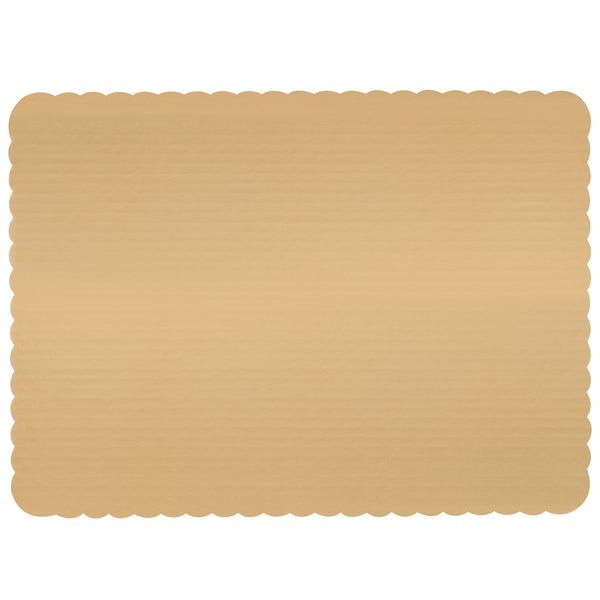 18 3/4" x 13 3/4" Gold Laminated Rectangular Corrugated 1/2 Sheet Cake Pad