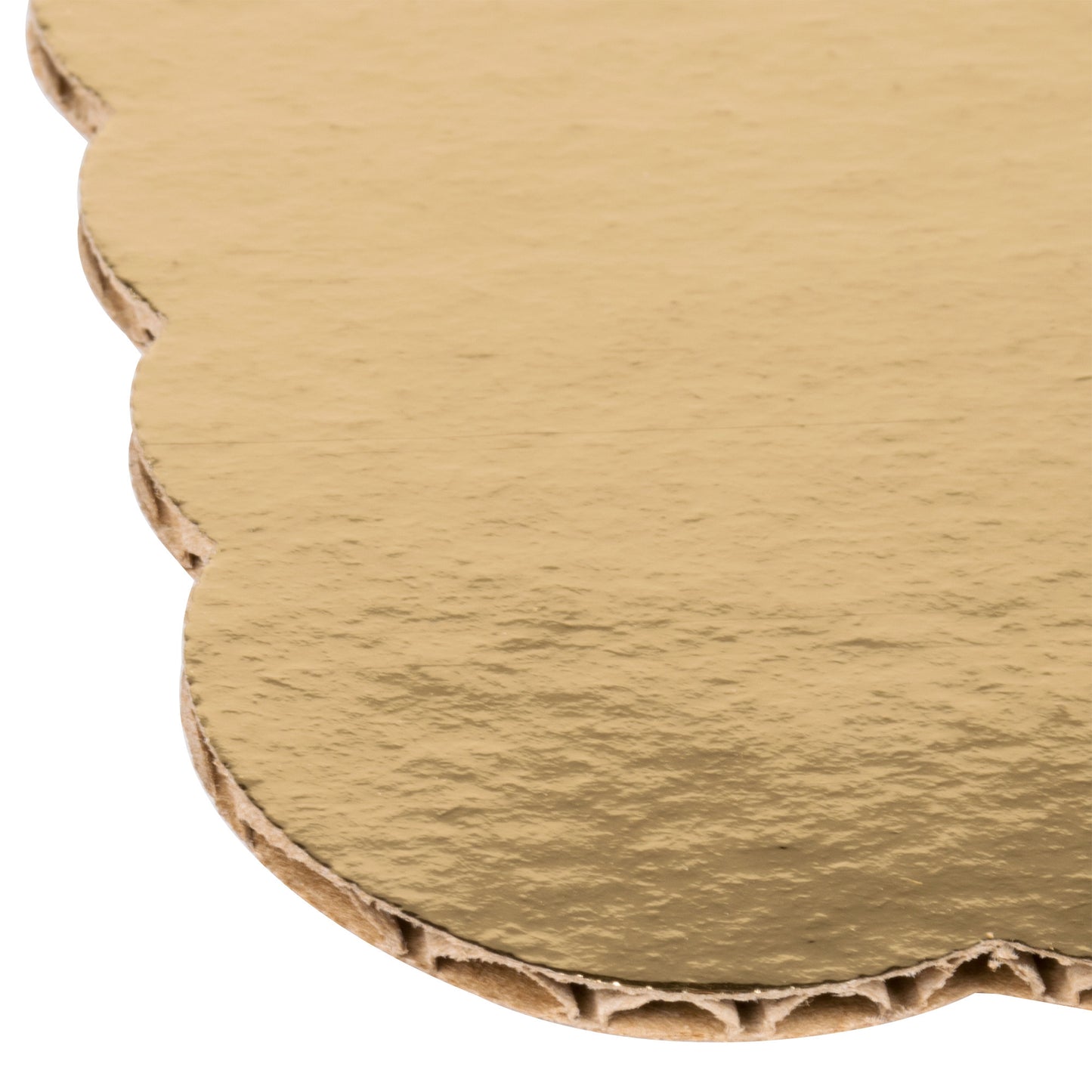 Almohadilla para pastel de 1/2 hoja corrugada rectangular laminada en oro de 18 3/4 "x 13 3/4"