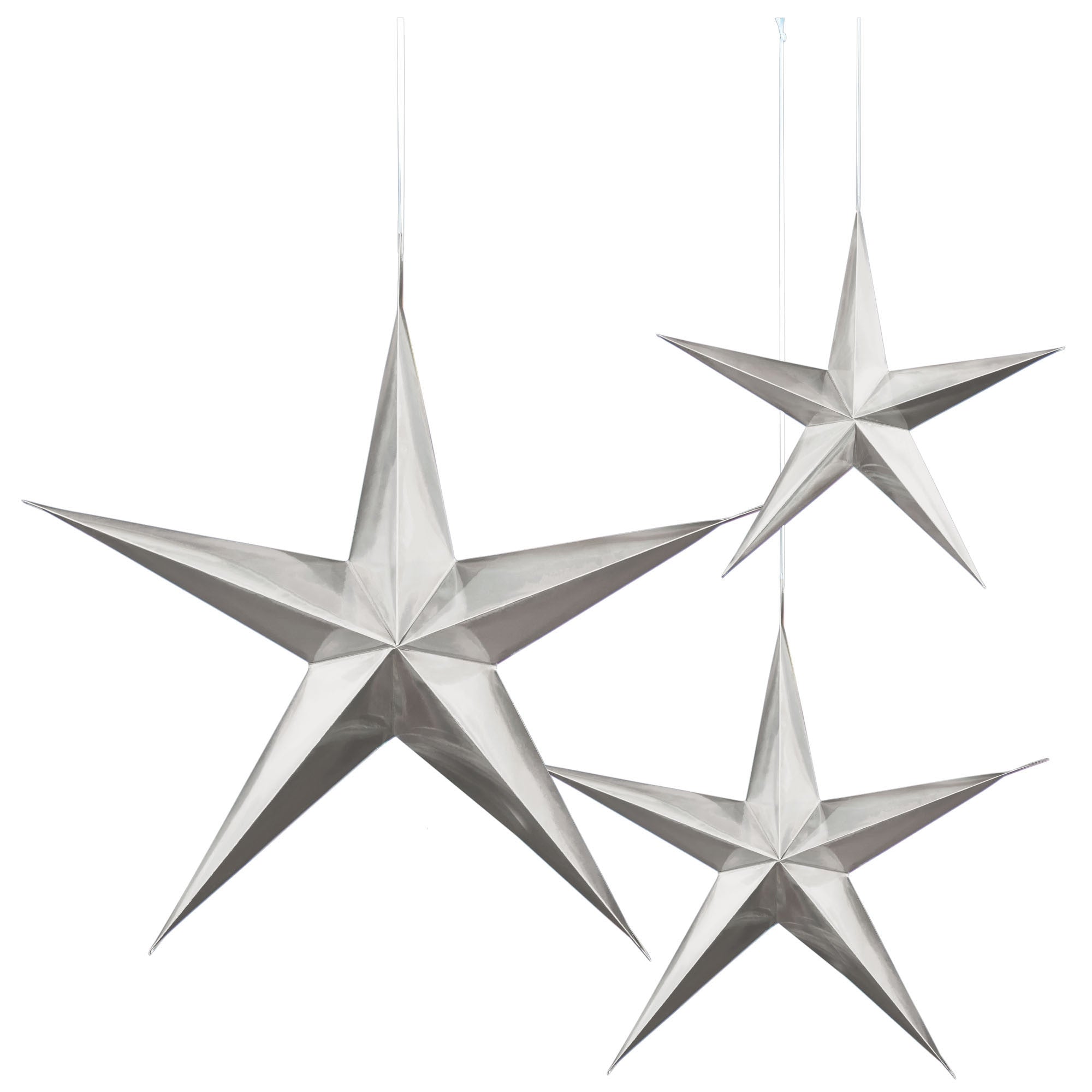 Hanging 3D Stars - Silver