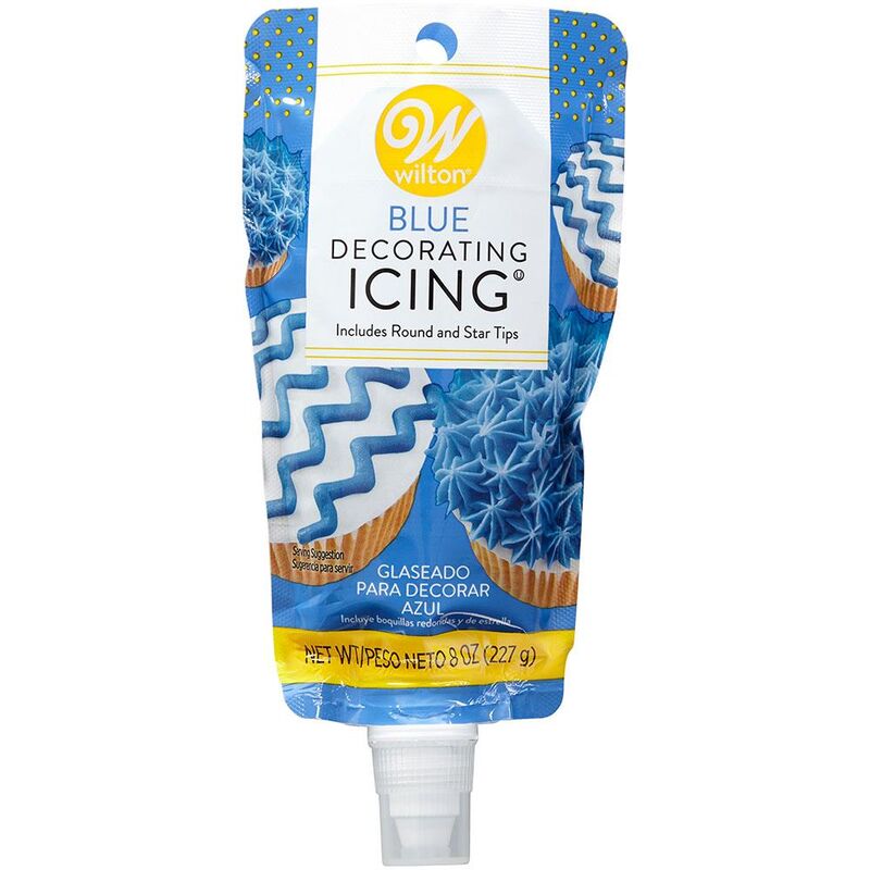 Blue Icing Pouch with Tips, 8 oz.