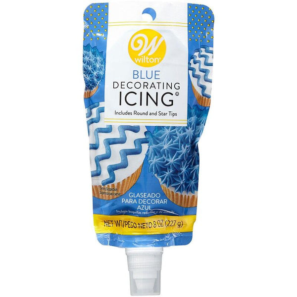 Blue Icing Pouch with Tips, 8 oz.