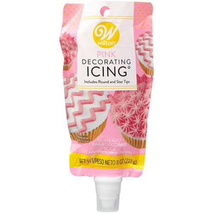 Pink Icing Pouch with Tips, 8 oz.