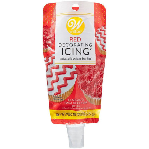 Red Icing Pouch with Tips, 8 oz.