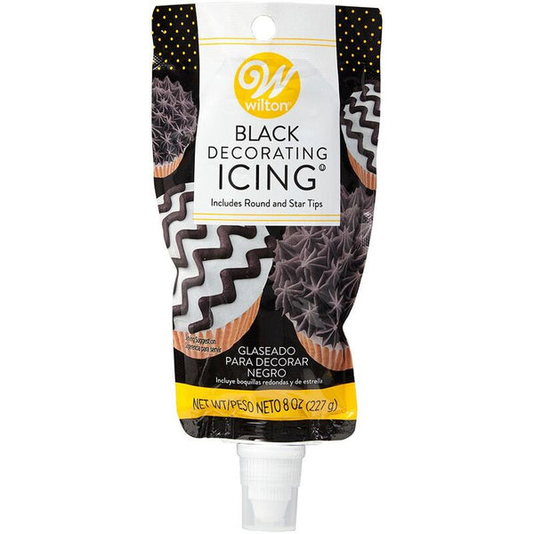 Black Icing Pouch with Tips, 8 oz.