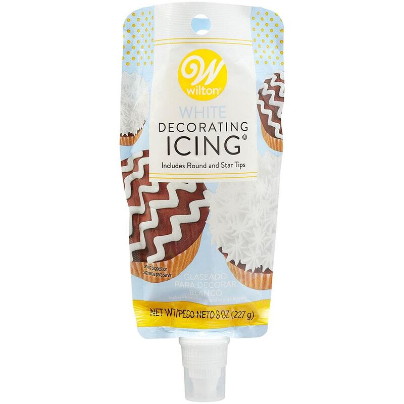 White Icing Pouch with Tips, 8 oz.