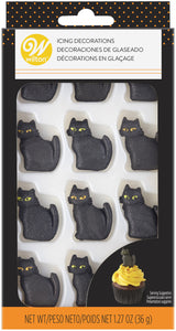 Shimmer Black Cat Royal Icing Decorations, 12ct