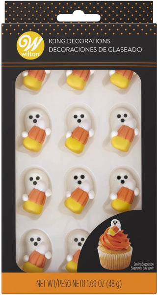 Ghost Candy Corn Icing Decorations, 12ct