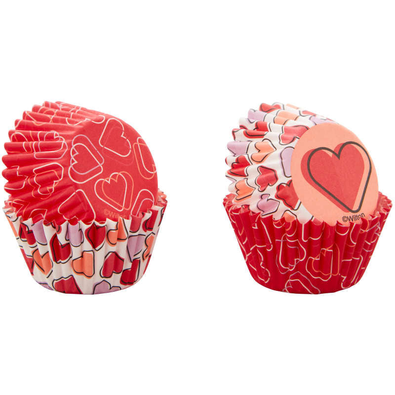 Red and Pink Hearts Valentine's Day Mini Cupcake Liners, 100-Count