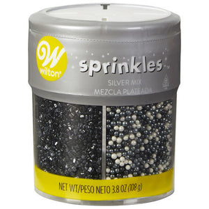 Black, White, and Silver 4-Cell Sprinkles Mix, 3.8oz