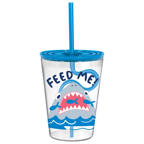 Shark Tumbler with Silly Straw