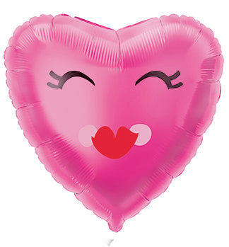 Smiling Pink Heart Shaped 18" Foil Balloon, 1ct