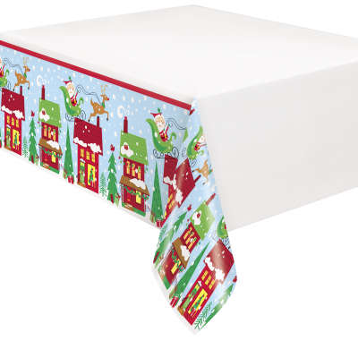 Colorful Santa Rectangular Plastic Table Cover 54"x84"