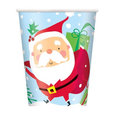 Colorful Santa 9oz Paper Cups, 8ct