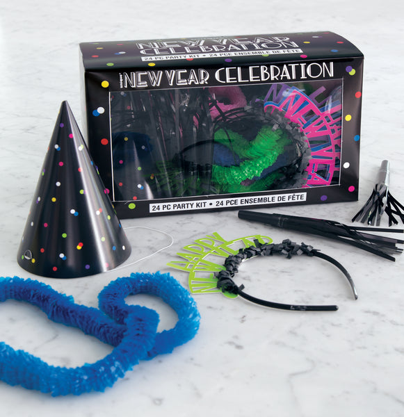 Neon Dots New Years Party Kit for 8