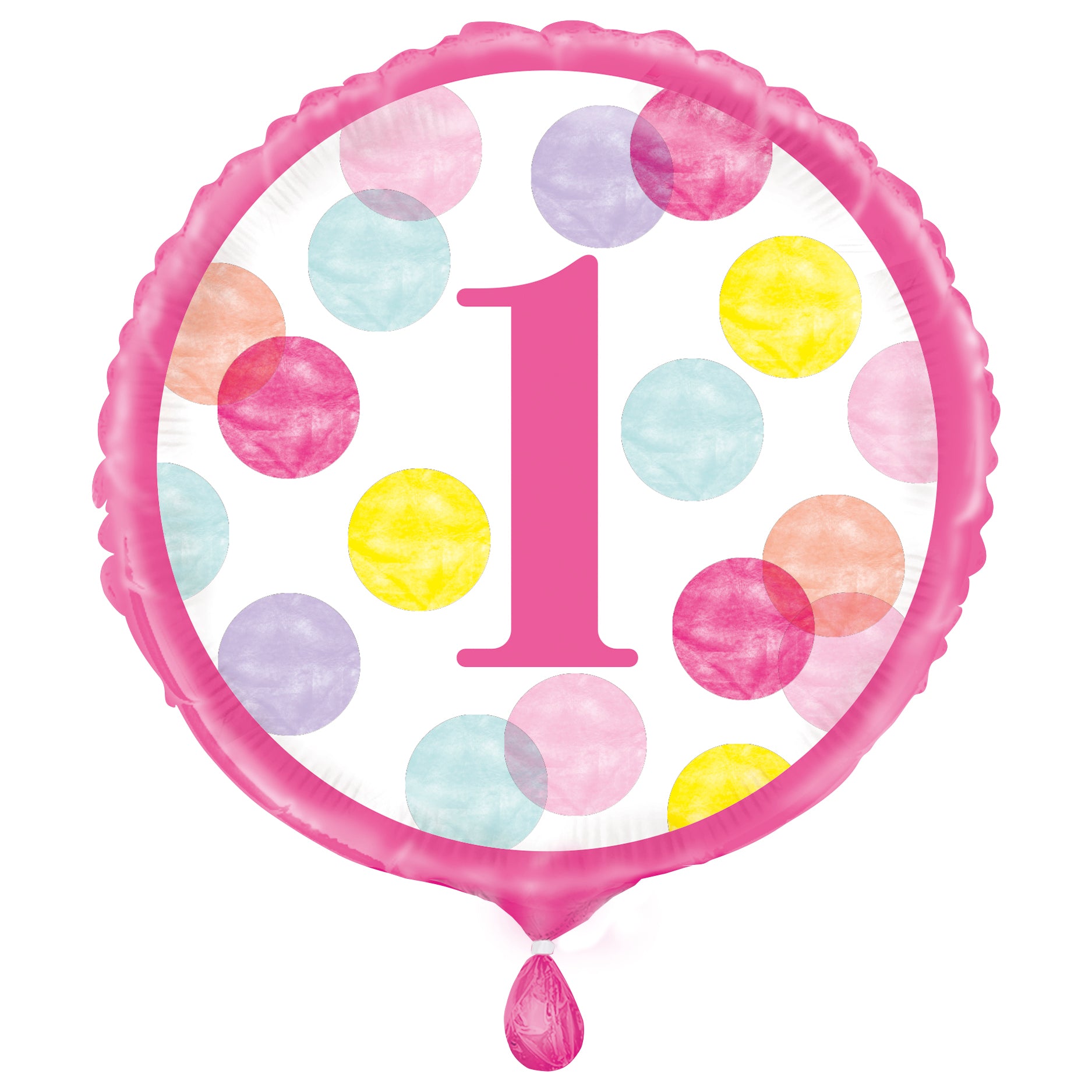 Pink Dots 1st Birthday 18" Round Foil Balloon, 1ct