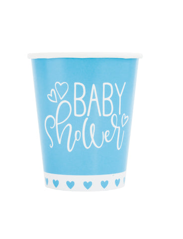 Blue Hearts Baby Shower 9oz Paper Cups, 8ct