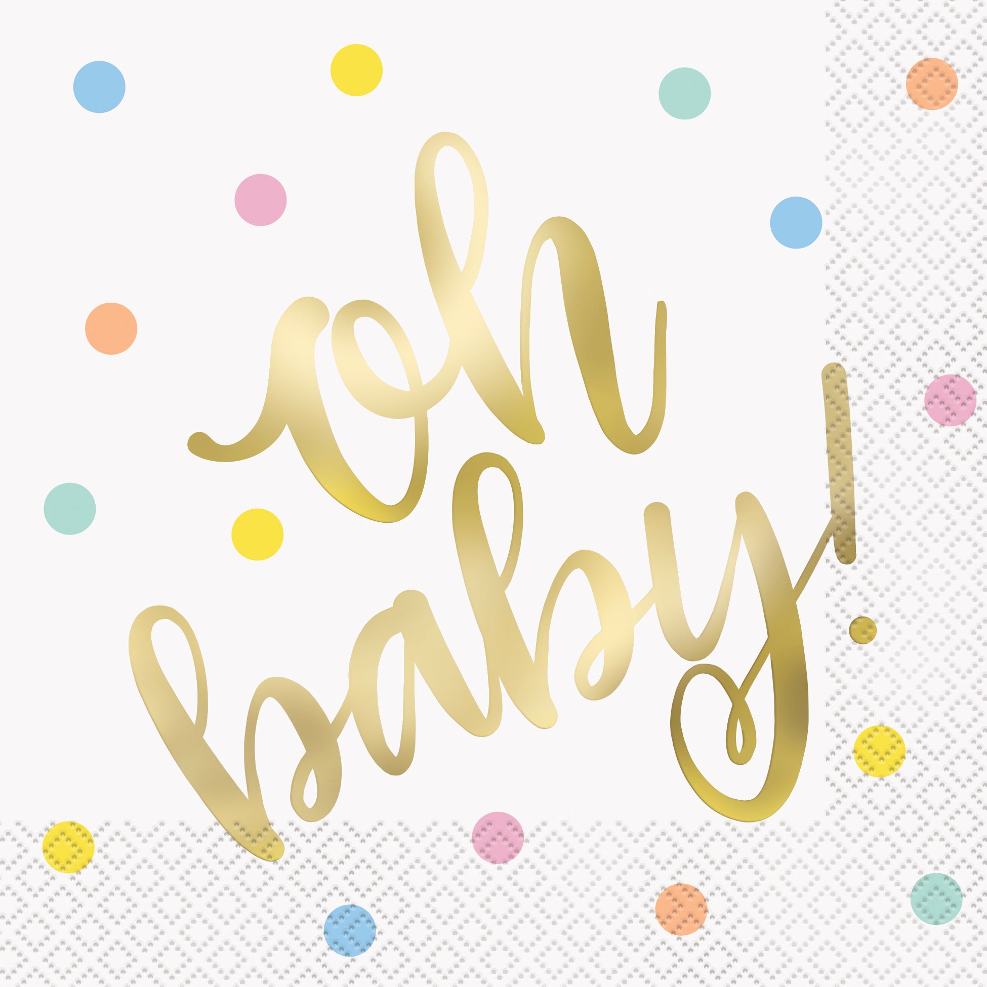 "Oh baby!" Gold Baby Shower Luncheon Napkins, 16ct