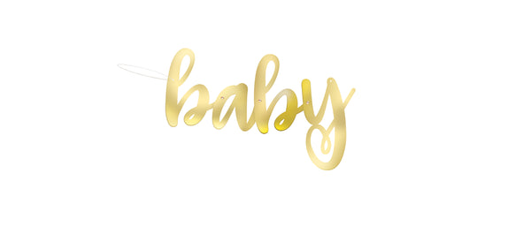 "Oh baby!" Gold Foil Script Banner, 2.8ft
