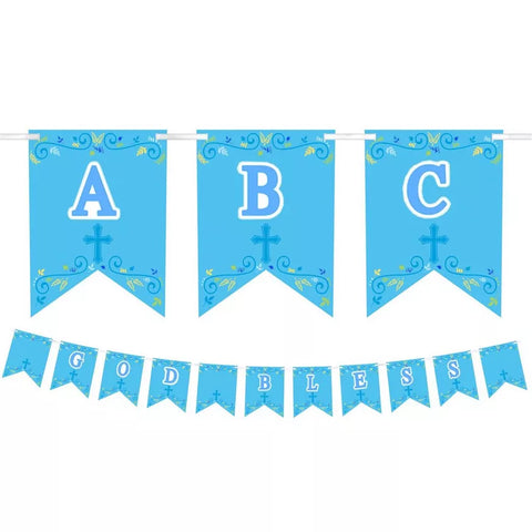 First Communion Personalized Pennant Banner - Blue