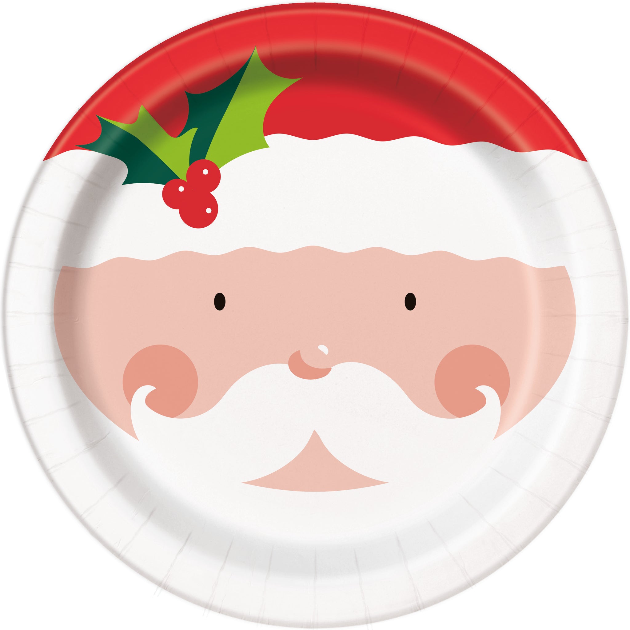 Holly Santa Round 9" Dinner Plates, 8ct