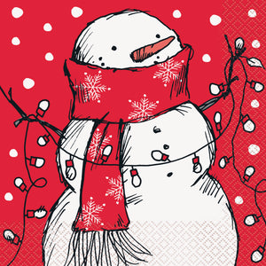 Red Stripes Snowman Luncheon Napkins, 16ct