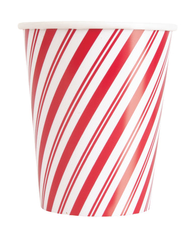 Red Stripes Snowman 9oz Paper Cups, 8ct