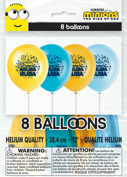 Minions 2 12" Latex Balloons, 8ct