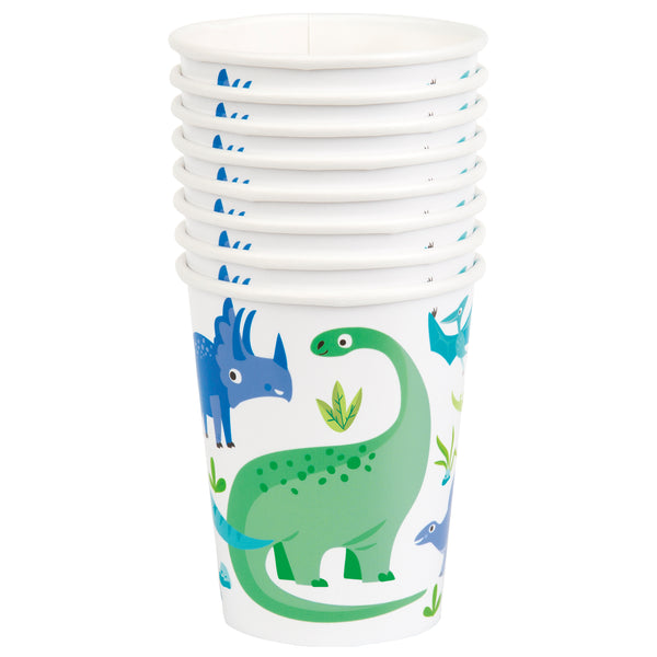 Blue & Green Dinosaur 9oz Paper Cups, 8ct