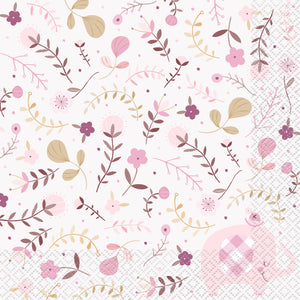 Pink Floral Elephant Luncheon Napkins, 16ct