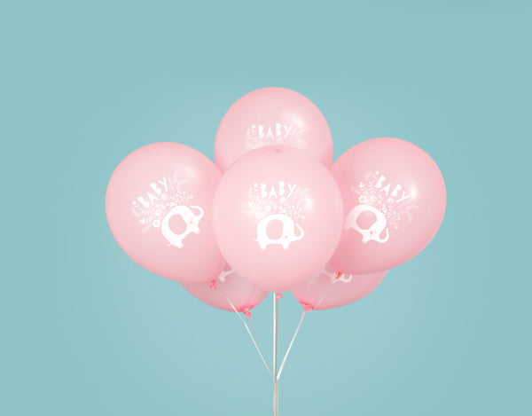 Pink Floral Elephant 12" Latex Balloons, 8ct
