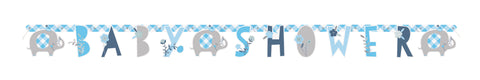 Blue Floral Elephant "Baby Shower" Jointed Banner