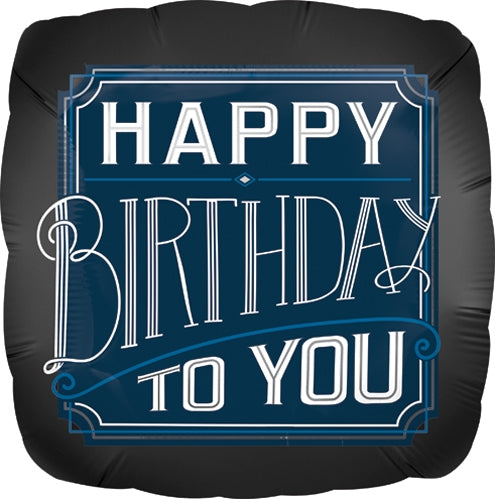 Happy Birthday to You Black & Blue 18" Mylar Balloon