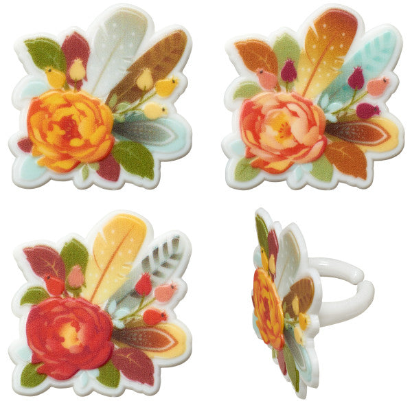 Flowers & Feathers Cupcake Rings