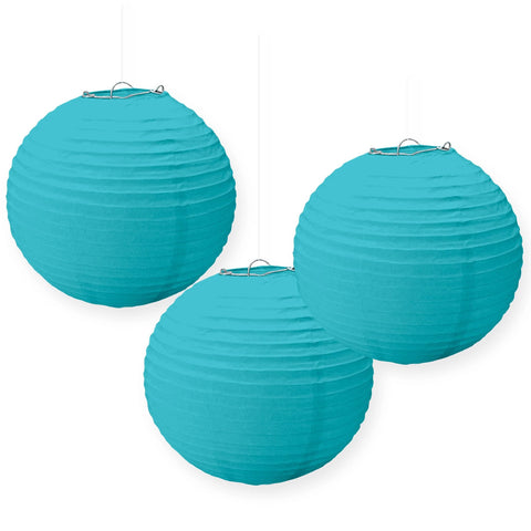 Caribbean Blue Round Paper Lanterns