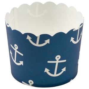 Nautical Print Scalloped Baking Cups
