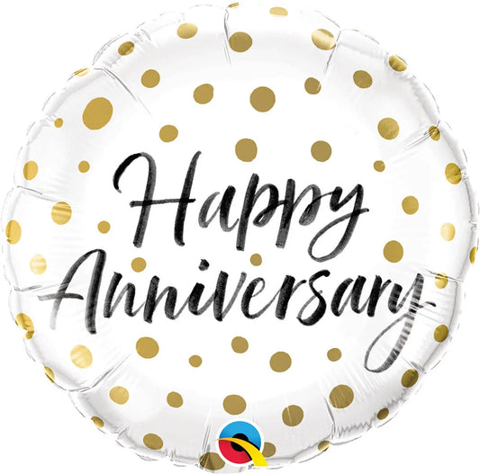 Gold Dots Happy Anniversary 18" Foil Balloon