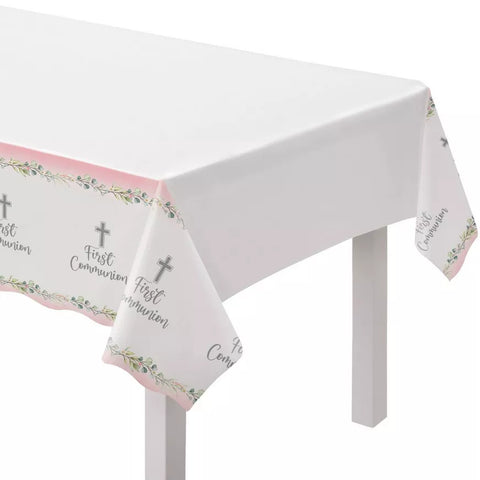 My First Communion Table Cover - Pink, 1ct