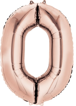 Anagram 34" Numeral 0 Balloon - Rose Gold