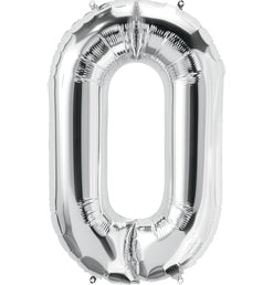 North Star Balloons 34" Silver Numeral 0 Balloon