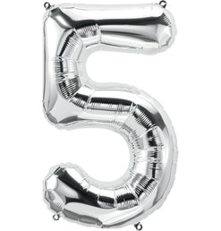 North Star Balloons 34" Silver Numeral 5 Balloon