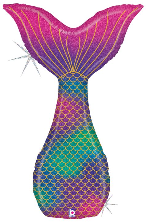 46" Mermaid Tail Holographic Shaped Balloon